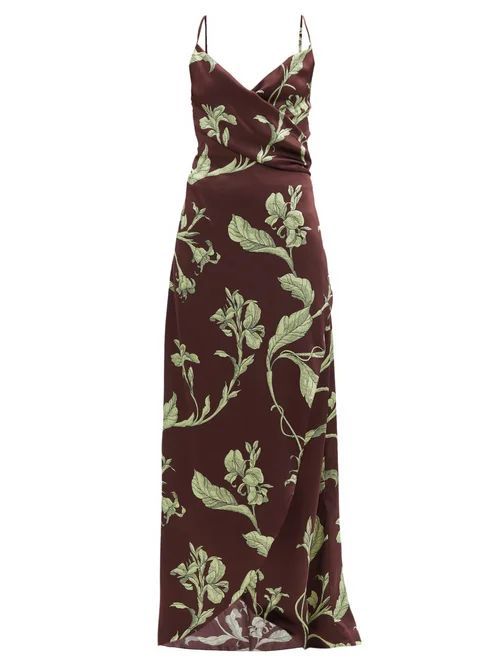 Given Promise Floral-print Silk Slip Dress - Womens - Brown Multi