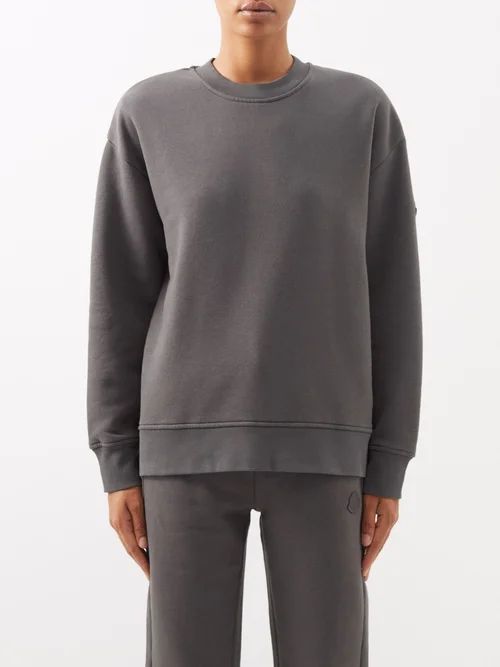 Brushed Cotton-blend Jersey Sweatshirt - Womens - Dark Grey