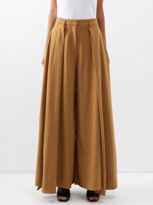 Palmer//harding - Dissect High-rise Pleated Wide-leg Trousers - Womens - Camel