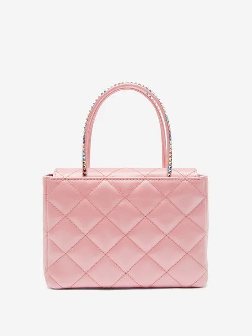 Amini Betty Crystal-handle Quilted-silk Box Bag - Womens - Pink