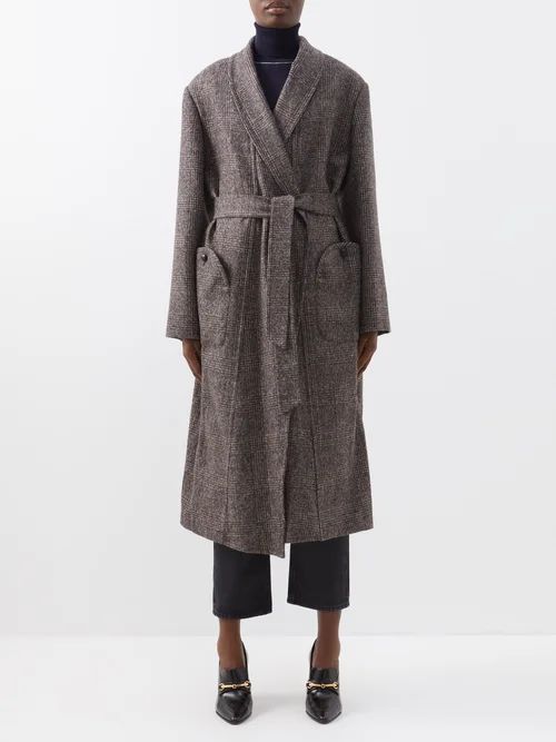 Better Place Alpaca-blend Tweed Wrap Coat - Womens - Grey