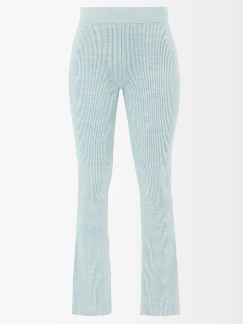 Rimini Marled Ribbed-knit Trousers - Womens - Light Blue