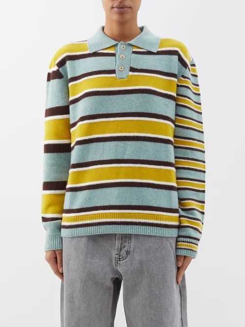 Striped Cashmere Top - Womens - Blue Yellow