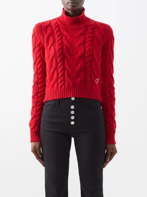 X Claudia Schiffer Cable-knit Wool Sweater - Womens - Red