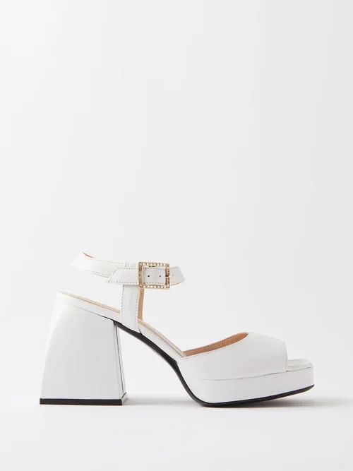 Bulla Ness Crystal-buckle Leather Platform Sandals - Womens - White