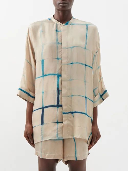 Marius Shibori-dyed Silk Shirt - Womens - Blue Print