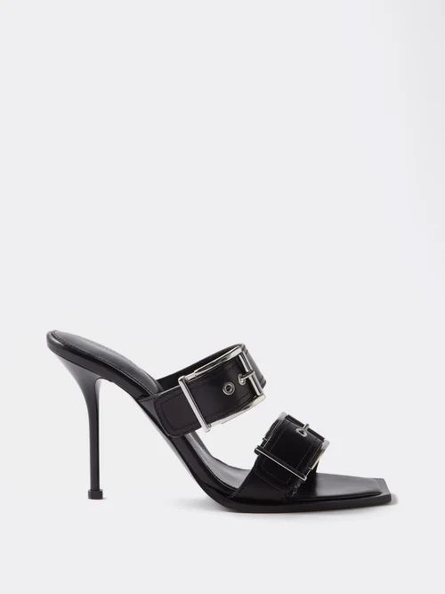 Punk 90 Buckled Leather Sandals - Womens - Black Silver