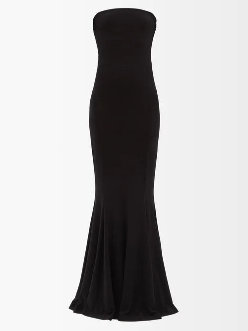 Strapless Fishtail Jersey Maxi Dress - Womens - Black