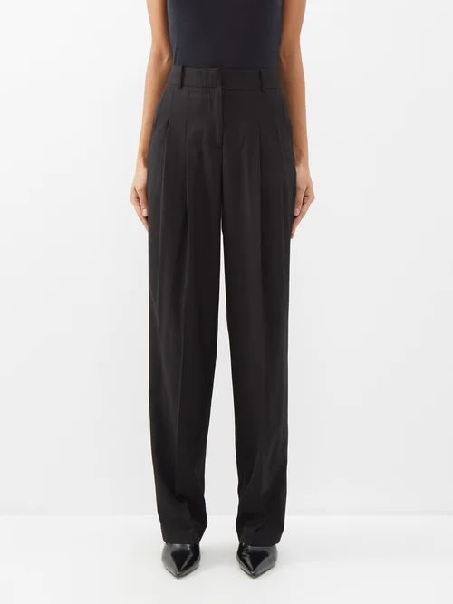 Gelso Pleated Tailored Trousers - Womens - Black