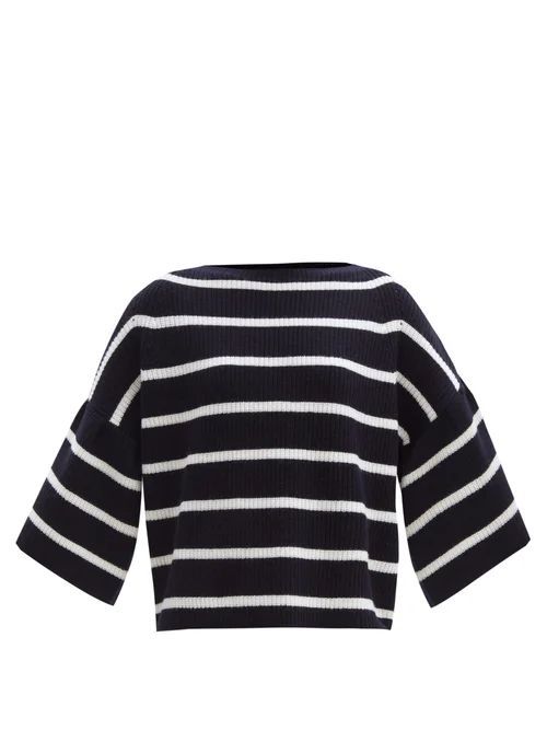 Striped Wool-blend Sweater - Womens - Navy Stripe