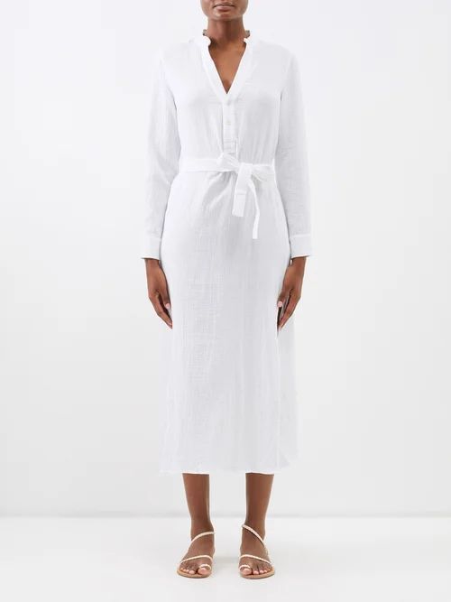 Frieda Cotton Shirt Dress - Womens - White