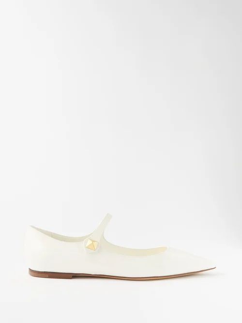 Ma Belle Patent-leather Point-toe Flats - Womens - White