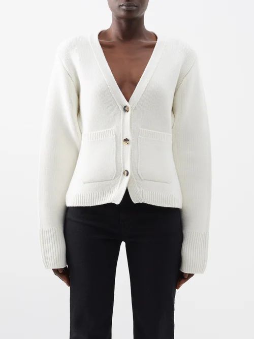 Scarlet V-neck Cashmere-blend Cardigan - Womens - Off White