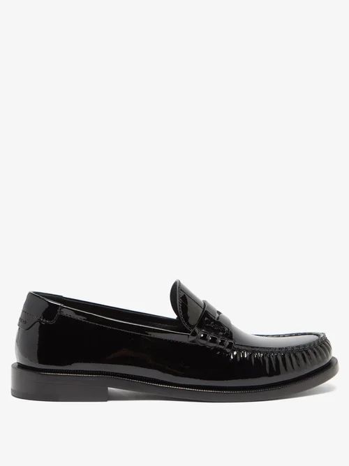 Le Loafer Patent-leather Penny Loafers - Womens - Black