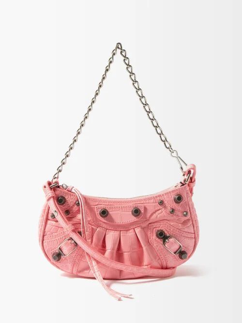Le Cagole Mini Croc-effect Leather Shoulder Bag - Womens - Light Pink