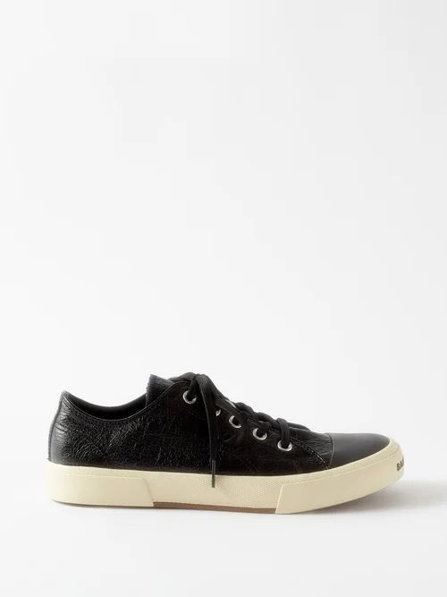 Paris Crinkled Patent-leather Trainers - Womens - Black