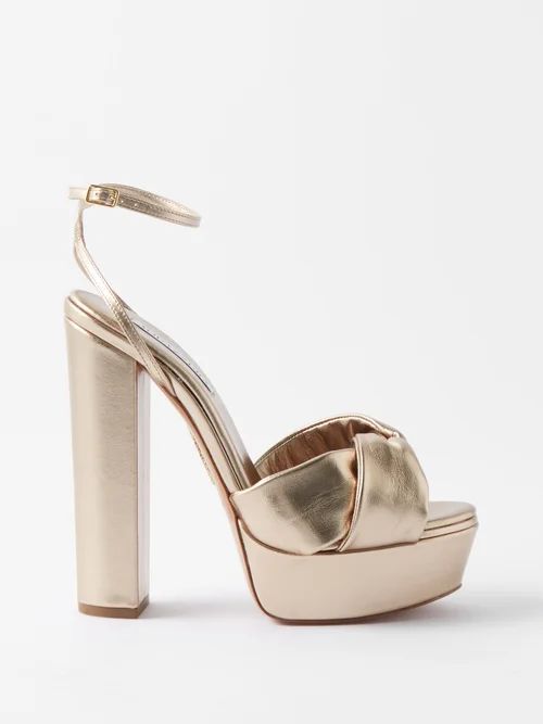 Olie 140 Twisted-strap Leather Platform Sandals - Womens - Champagne