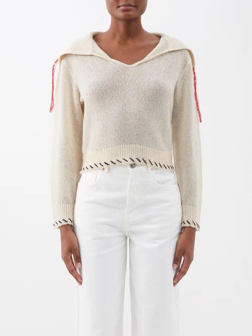 Nimbus Whipstitched Cashmere-blend Sweater - Womens - Beige Multi