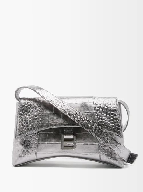 Downtown Xs Croc-effect Leather Cross-body Bag - Womens - Silver