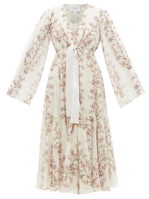 Floral-print Silk-georgette Dress - Womens - Beige Multi