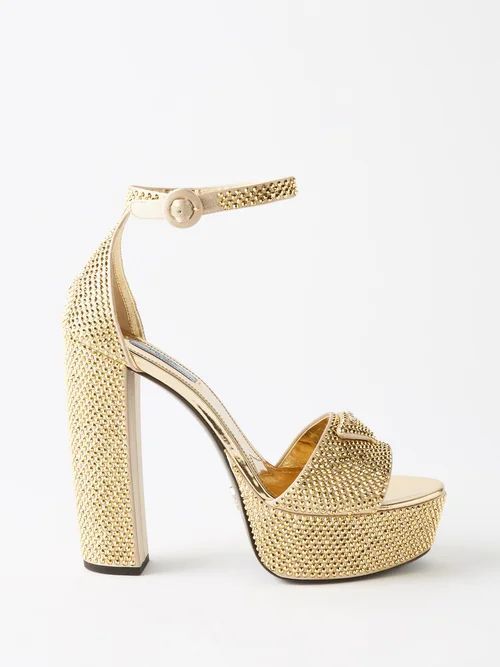 Plateau 115 Crystal-embellished Platform Sandals - Womens - Gold
