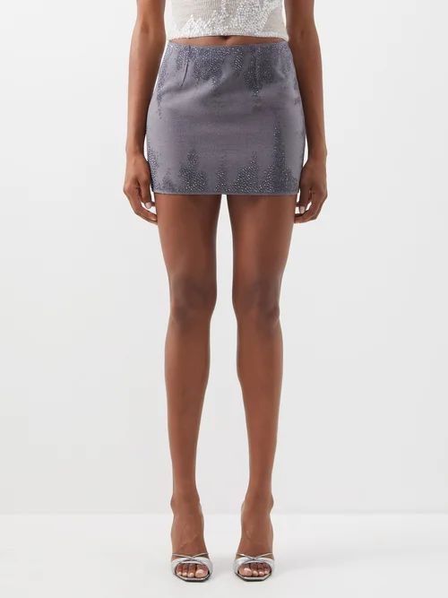 Haile Crystal-decorated Technical-felt Mini Skirt - Womens - Grey