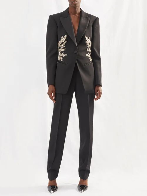 Crystal-embellished Grain-de-poudre Jacket - Womens - Black