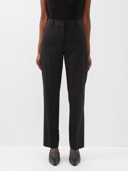 Mid-rise Slim-leg Recycled-fibre Blend Trousers - Womens - Black