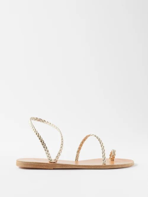 Eleftheria Braided-leather Flat Sandals - Womens - Gold