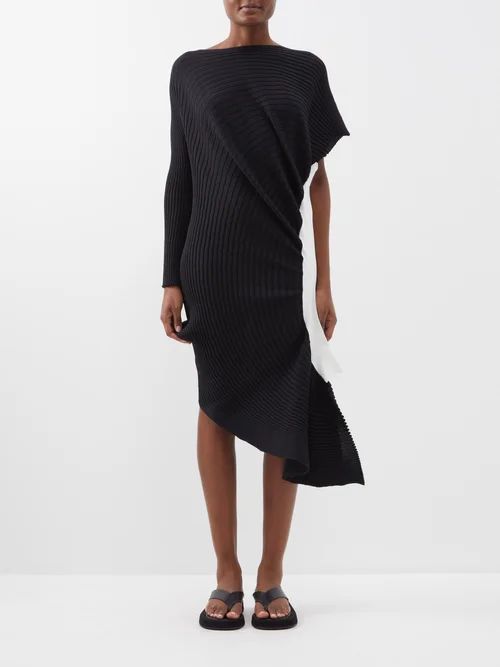 Fluidity Tube Knitted Midi Dress - Womens - Black