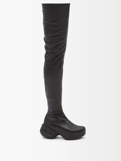 G-clog Leather Over-the-knee Boots - Womens - Black