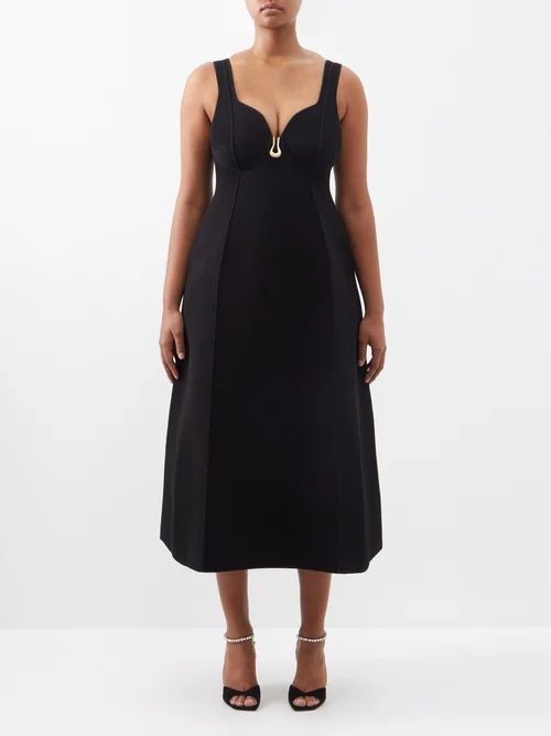 Sylvette Ribbed-knit Midi Dress - Womens - Black