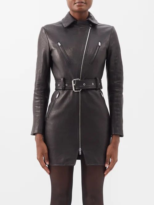 Nuelle Belted Leather Mini Dress - Womens - Black