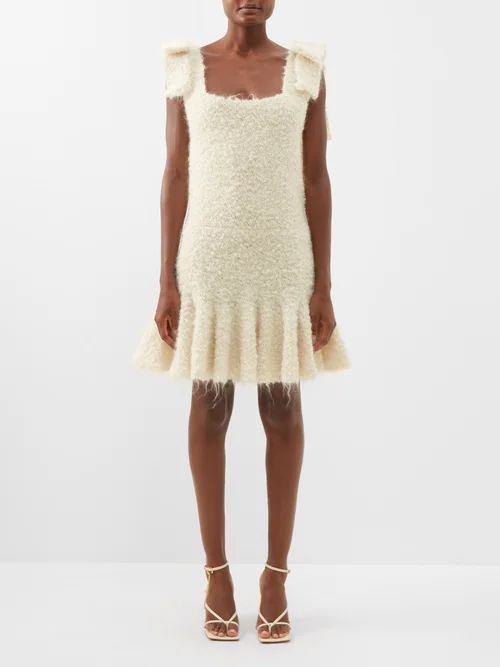 Mohair-blend Bouclé Mini Dress - Womens - Off White