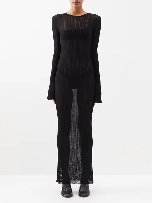 Austin Ribbed-knit Maxi Dress - Womens - Black