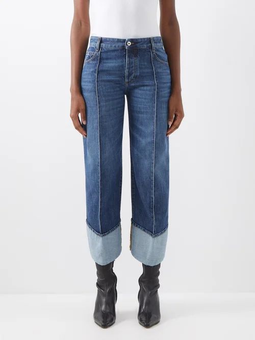 Front-seam Curved Cropped Jeans - Womens - Denim