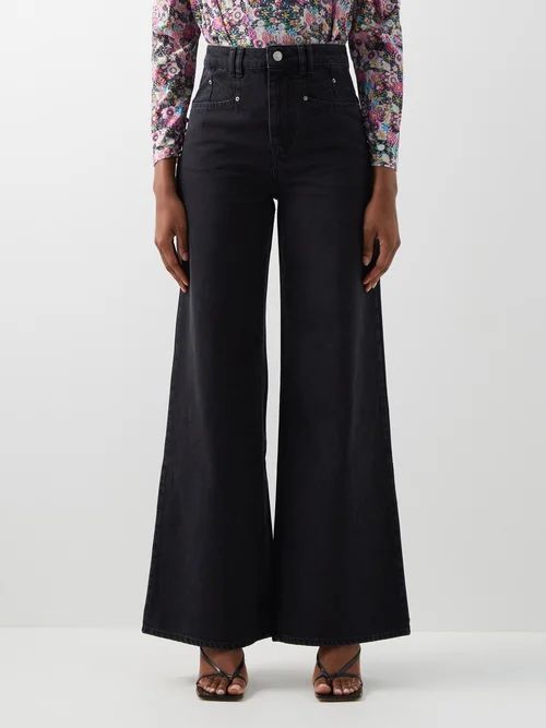 Lemony High-rise Wide-leg Jeans - Womens - Black