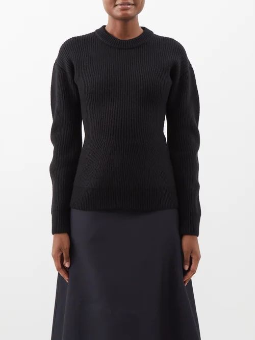 Ribbed Wool-blend Sweater - Womens - Black