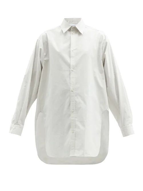 Oversized Dropped-shoulder Cotton-blend Shirt - Womens - Light Grey