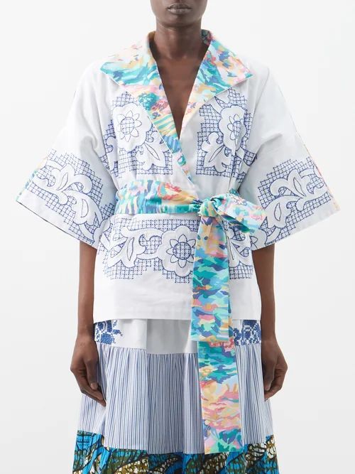 Kendima Vintage Floral-stitched Cotton Blouse - Womens - Multi