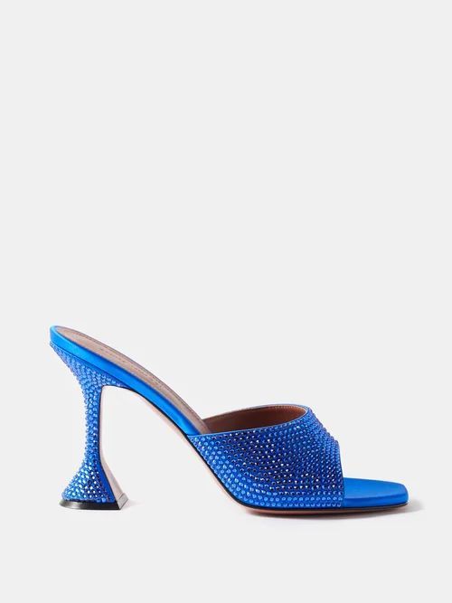 Lupita 95 Crystal-embellished Satin Mules - Womens - Blue