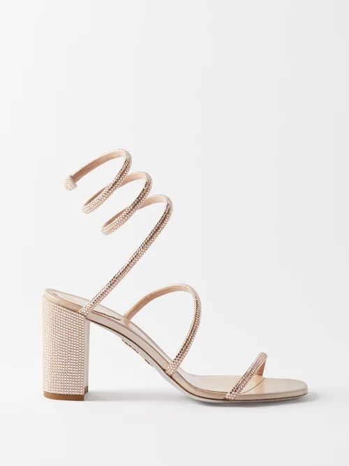 Cleo 80 Crystal-embellished Satin Sandals - Womens - Nude