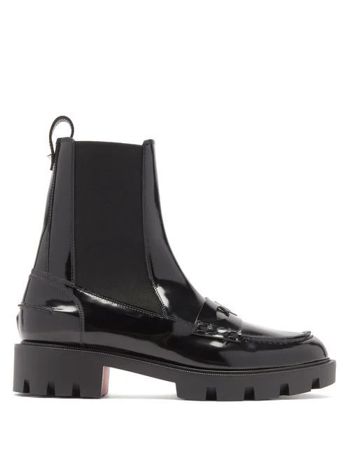 Montezu Patent-leather Chelsea Boots - Womens - Black
