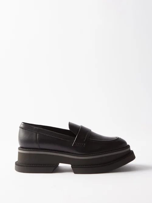 Banel Leather Flatform Loafers - Womens - Black
