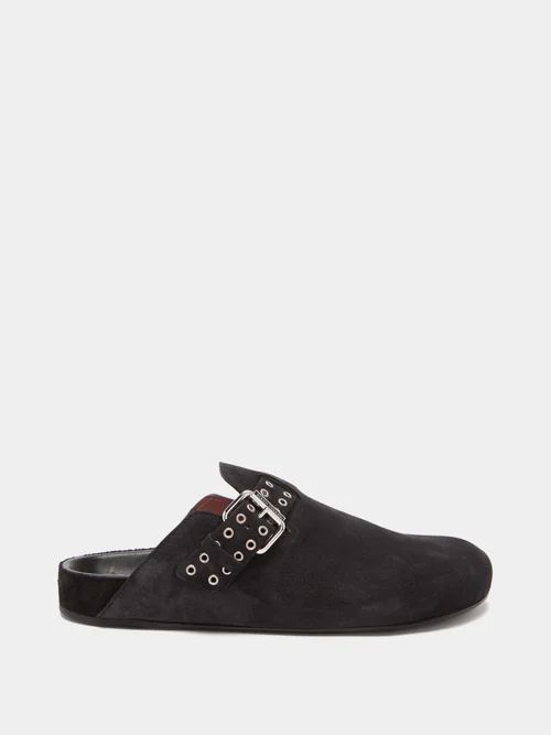 Mirvin Suede Backless Loafers - Womens - Black