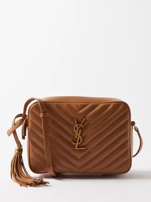 Lou Medium Ysl-logo Quilted-leather Cross-body Bag - Womens - Tan