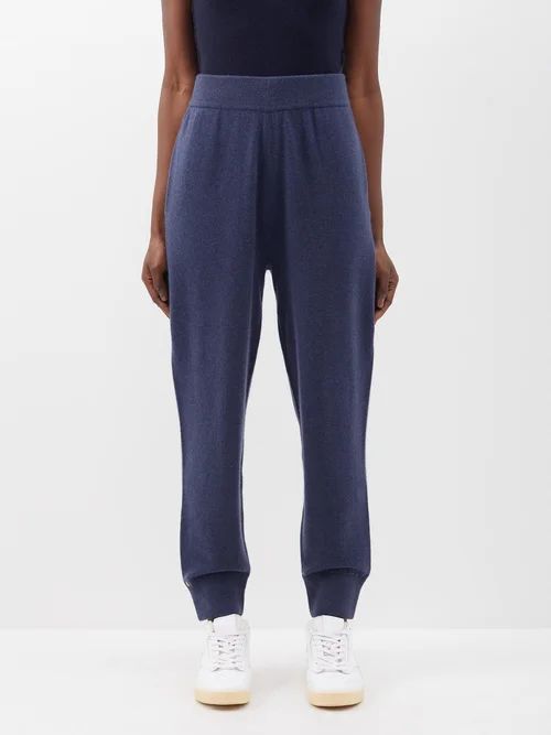 No.56 Yogi Stretch-cashmere Track Pants - Womens - Dark Blue