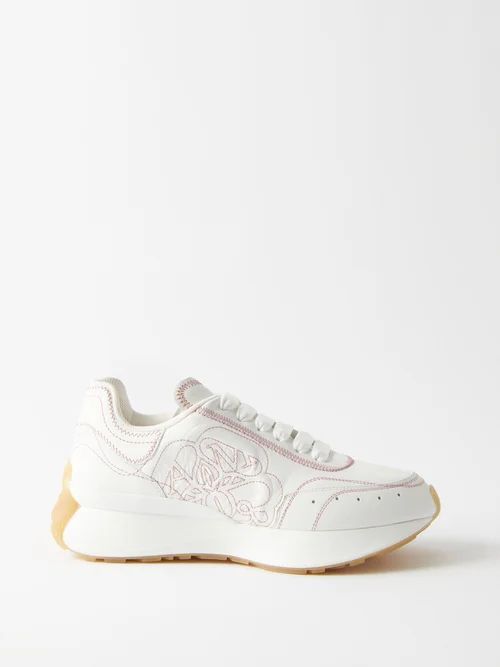 Sprint Runner Logo-embroidered Trainers - Womens - White Print