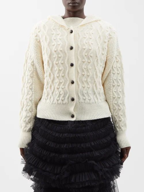 Margaux Cable-knit Wool Hooded Cardigan - Womens - Cream