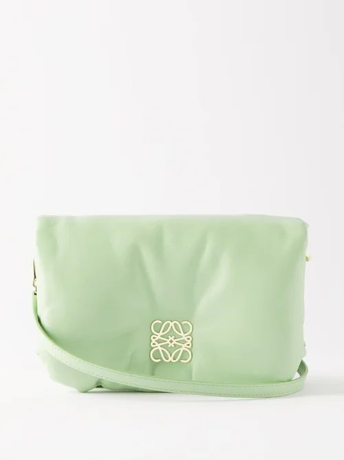 Puffer Goya Mini Padded-leather Cross-body Bag - Womens - Light Green